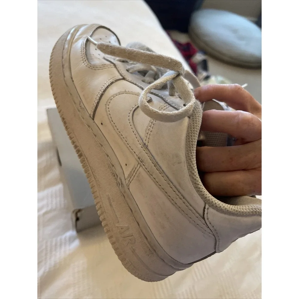 NIKE Air Force 1 Low GS  White Leather Sneakers Youth Size 4.5 314192-117 (Drew)